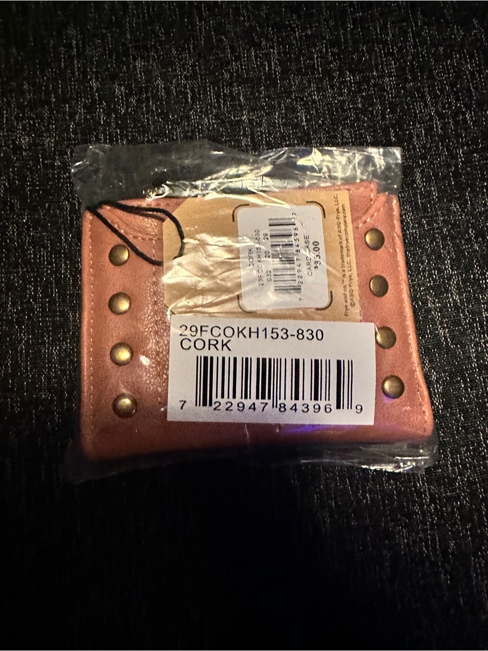 Frye and CO. Studded Zip Card Case Wallet in the color "Cork"